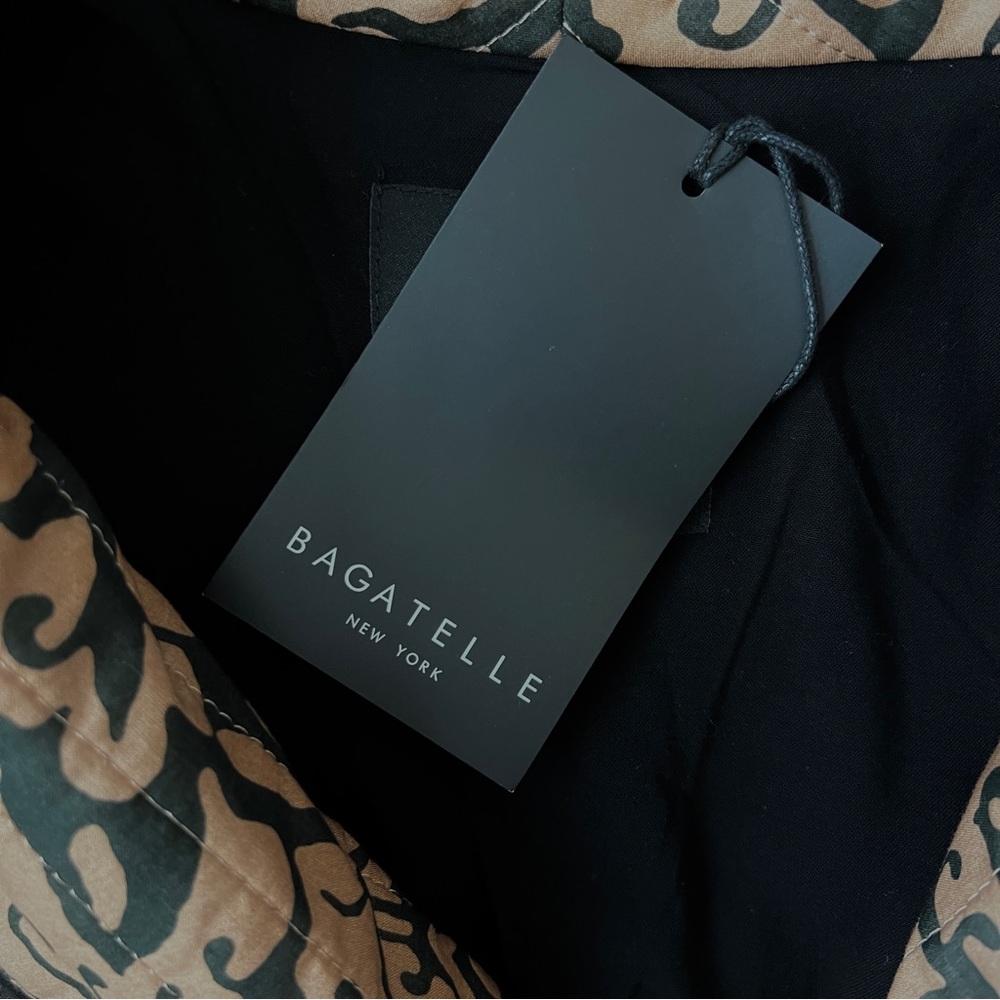 BAGATELLE Quilted Jacket Button Tie Belt Floral Black Camel XL NWT - Picture 10 of 12